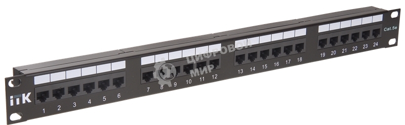 Патч-панель ITK 1U кат. 5Е UTP 24 порта (Dual) с каб. орг-м