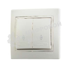 Выключатель 2-кл. СП Мира проходн. крем./крем. Lezard 701-0303-106