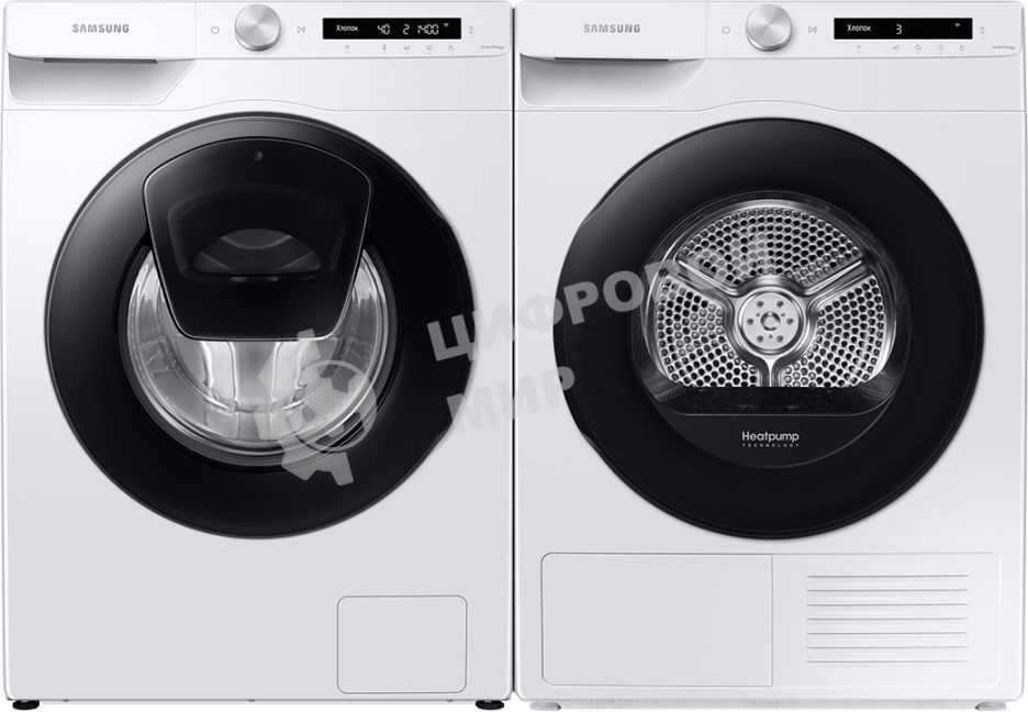 Сушильная машина Samsung DV90T5240AW/LP белый, 9 кг, сушка - тепловой насос, программ - 14, 60 x 85 x 65 см