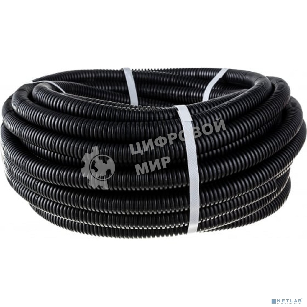 Труба гофрированная из ПНД Rexant с зондом, черная, Ø25 мм (бухта 25 м/уп.)