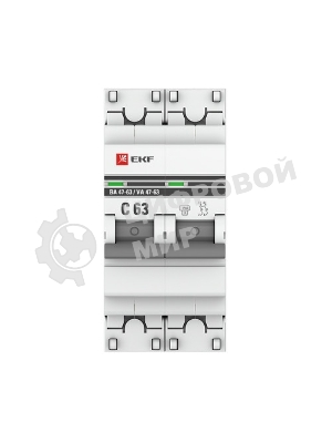 Выключатель автоматический EKF mcb4763-2-63C-pro 2P 63А (C) 4,5kA ВА 47-63 EKF PROxima