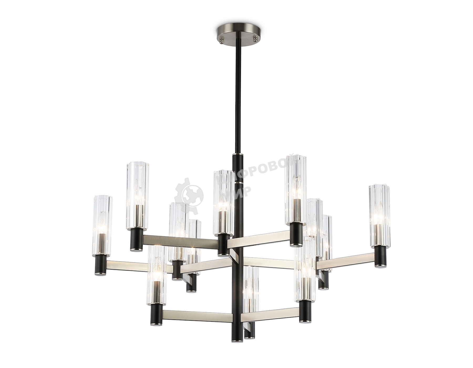 Люстра Ambrella light LH55505/12 SN/BK/CL сатин никель/черный/прозрачный E14*12 max 40W D860*905