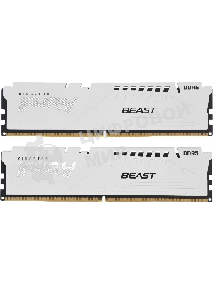 Оперативная память Kingston Fury Beast, DDR5, 32Gb (2x16GB), 6000MHz, CL36, DIMM, с радиаторами, белый