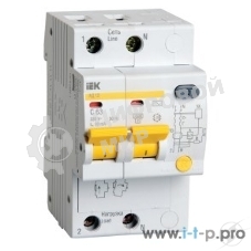 Выключатель автоматический дифференциального тока 2п C 20А 30мА тип AC 4.5кА АД-12 IEK MAD10-2-020-C-030
