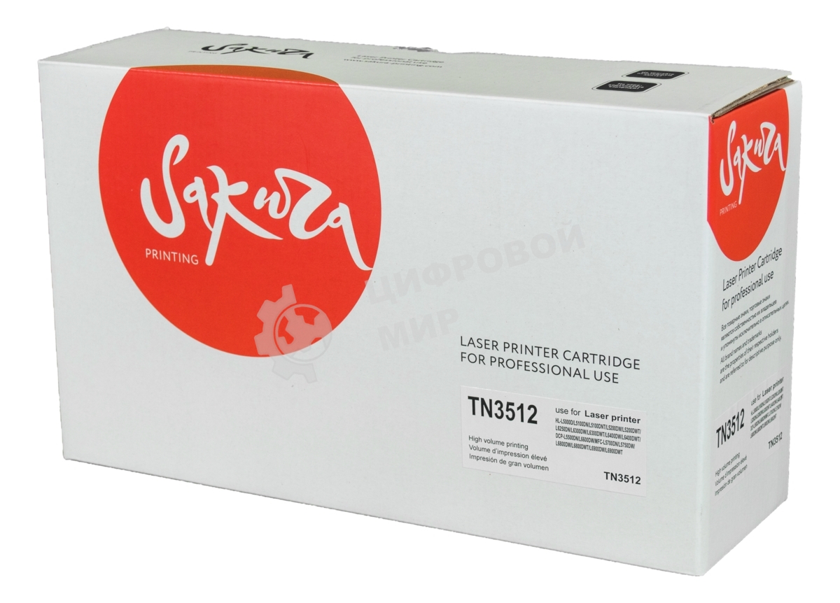 Картридж лазерный Sakura TN3512 для Brother HL-L6250DN, HL-L6300DW, HL-L6300DWT, HL-L6400DW, HL-L6400DWT, DCP-L6600DW, MFC-L6800DW, MFC-L6800DWT, MFC-L6900DW, MFC-L6900DWT, черный, 12 000 к.