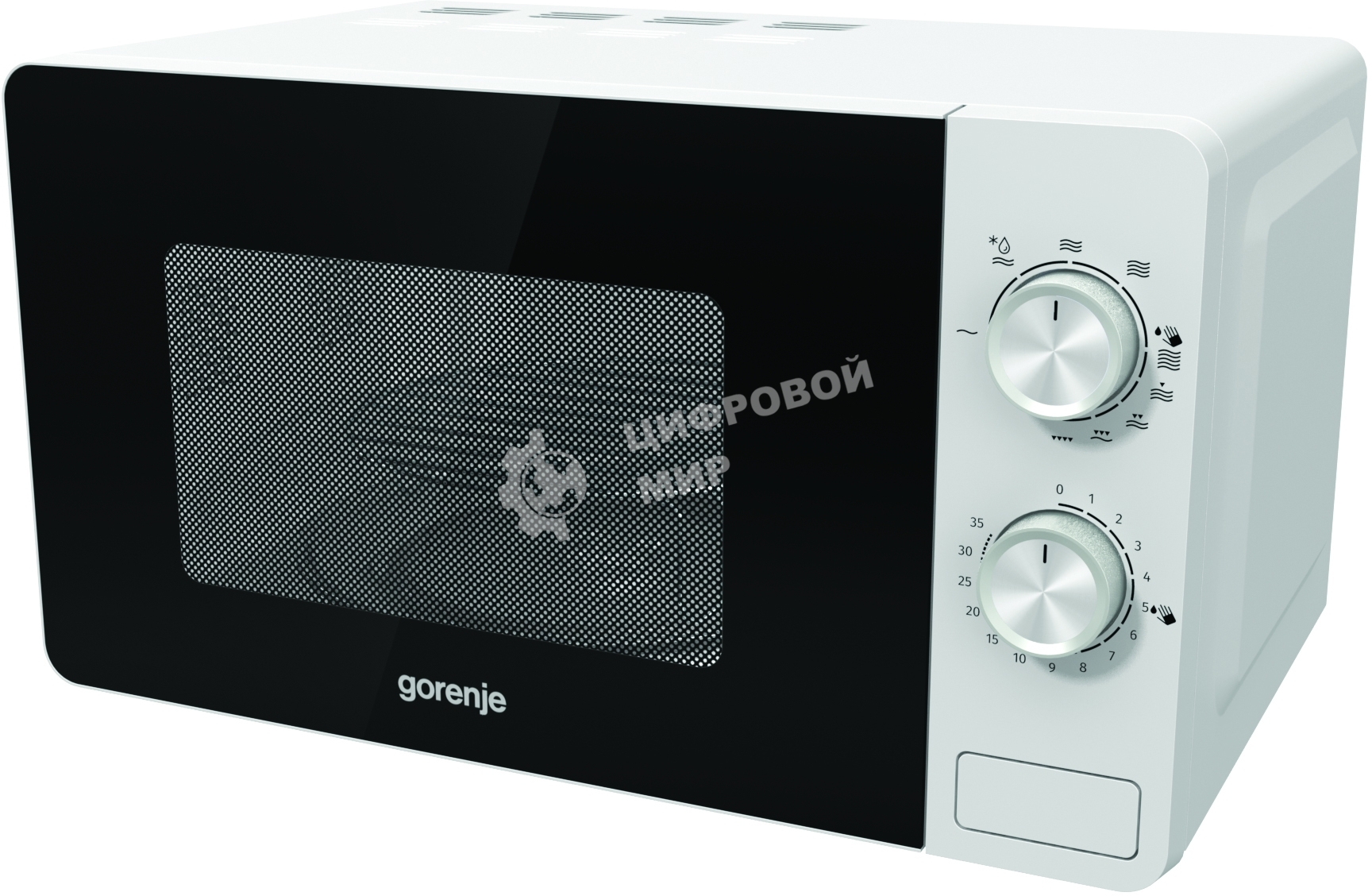 Микроволновая печь Gorenje MO20E2W белый, 20 л, 800 Вт, переключатели - поворотный механизм