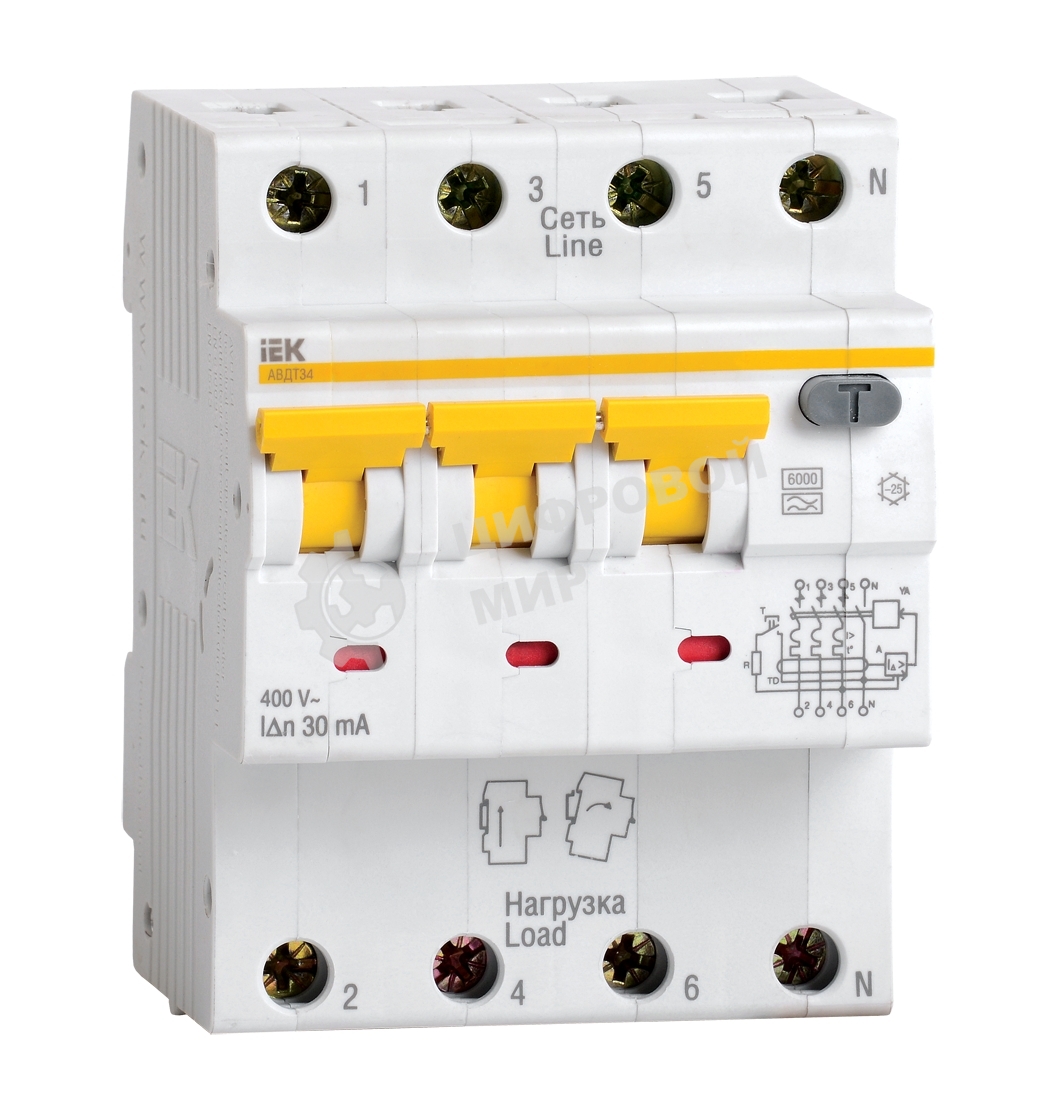 Выключатель автоматический дифференциального тока IEK MAD22-6-032-C-30 АВДТ 34 C32 30мА