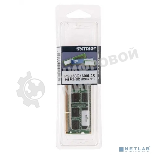 Оперативная память Patriot, DDR3L, 8GB (1x8 GB), 1600 MHz, CL11, SO-DIMM
