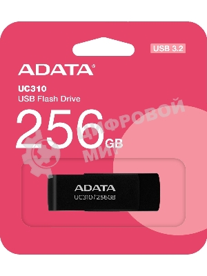 Флешка USB ADATA UC310 (UC310-256G-RBK), 256Gb, USB 3.2 Gen1, R/W 100/30, черный