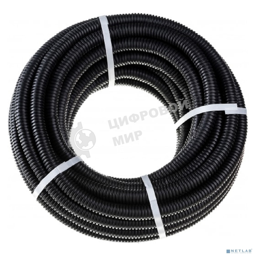 Труба гофрированная из ПНД Rexant с зондом, черная, Ø25 мм (бухта 25 м/уп.)