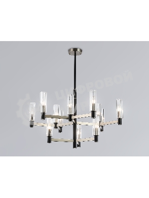 Люстра Ambrella light LH55505/12 SN/BK/CL сатин никель/черный/прозрачный E14*12 max 40W D860*905
