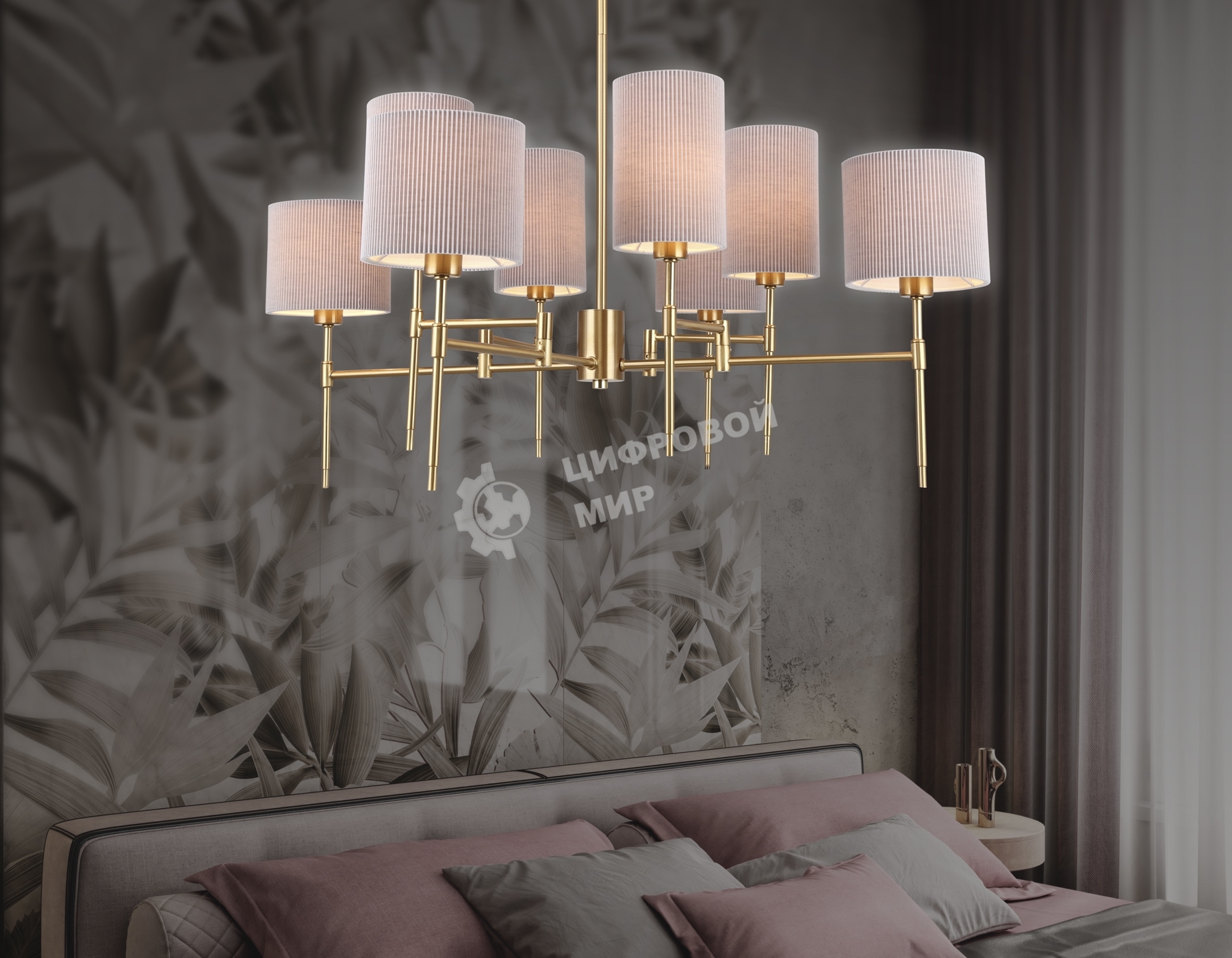 Люстра Ambrella light LH72383/8 BS/GR латунь/серый E14*8 max 40W D810*705
