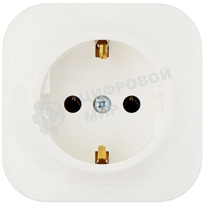 Розетка с заземлением с защитными шторками (Белая) Legrand 782220