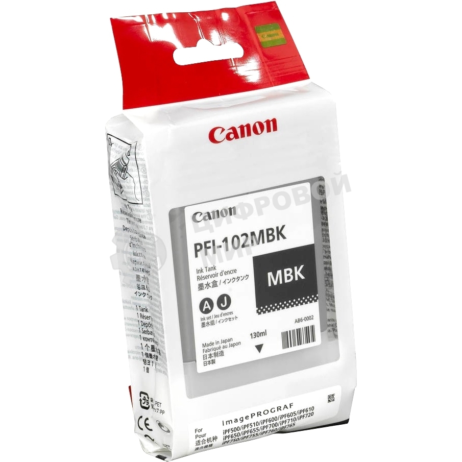 Картридж струйный Canon PFI-102MBk (0894B001) матовый черный, 130 мл., для iPF500/600/700