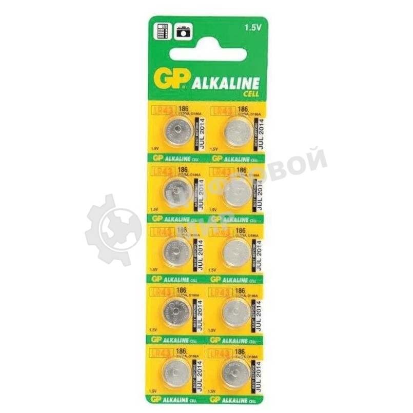 Алкалиновые пуговичные батарейки GP 186A - 10 шт., каждая в своем отрывном блистере