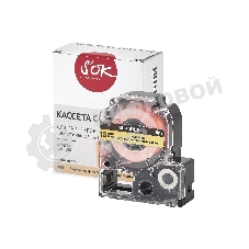 Кассета с лентой S'OK by Sakura Printing K5DBF для Epson, черный на флуоресцентном оранжевом, 18мм/5м