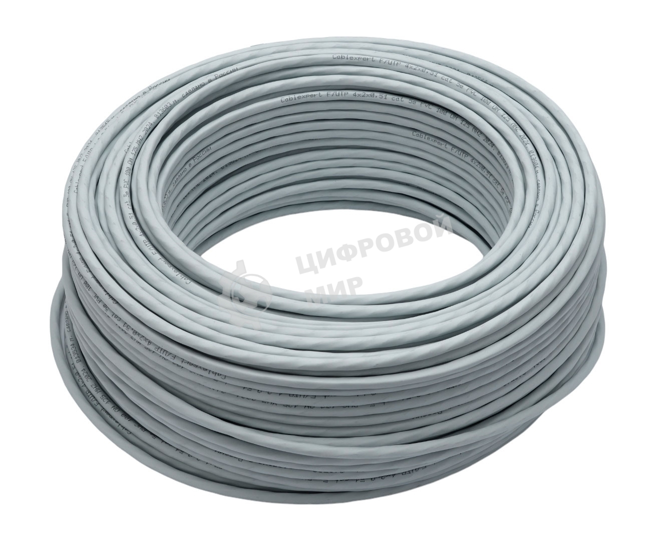 Кабель Cablexpert (RU) FTP indoor 4x2x0.51, медный, кат.5e, однож., 100м, box, серый
