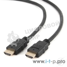 Кабель Cablexpert HDMI CC-HDMI4L-1M, 19M/19M, v2.0, серия Light, позол.разъемы, экран, 1м, черный, пакет