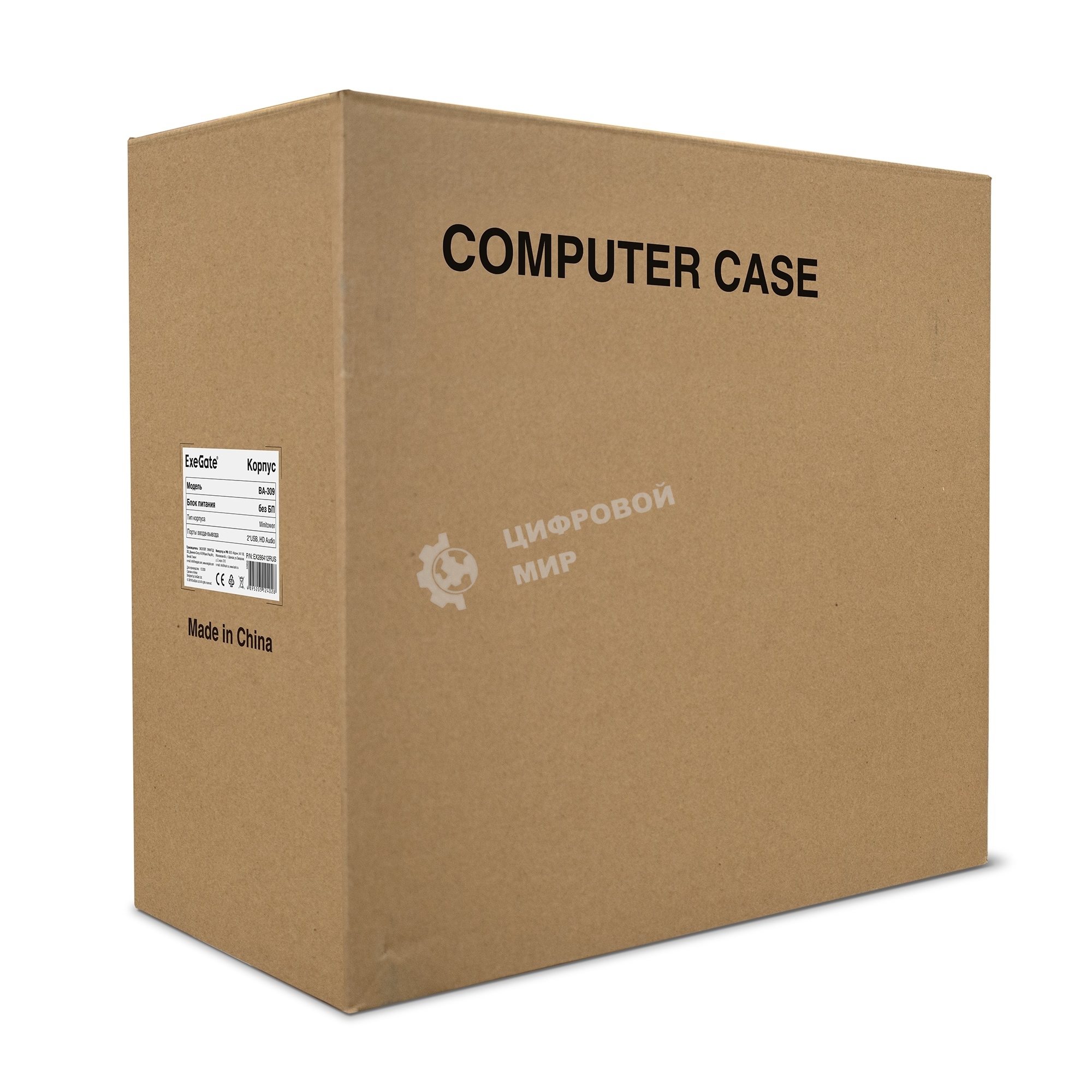 Компьютерный корпус Minitower ExeGate EX286425RUS BA-309-400W-8 (mATX, БП AA400 с вент. 8см, 2хUSB, HD аудио, черный)