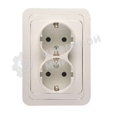 Розетка Makel 2-м СП Mimoza 16А IP20 с заземл. бел./бел.