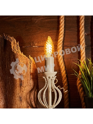 Лампа светодиодная филаментная Rexant Витая свеча LCW35 7.5 Вт 600 Лм 2400K E14 золотистая колба