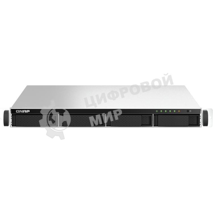 Сетевое хранилище SMB QNAP TS-464U-RP-8G NAS 4 HDD trays, rackmount 1U, 2 PSU. 4-core Intel Celeron N5105/N5095 2.0-2.9 GHz, 8 Gb RAM MAX, 2x2.5 Gigabit Ethernet, 4xUSB, 1xHDMI . PCIe Gen 3 x2, W/o rail kit RAIL-B02