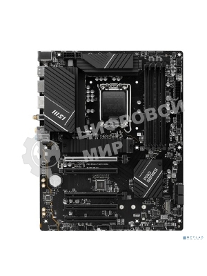 Материнская плата MSI PRO B760-P WIFI DDR4, LGA 1700, Intel B760, 4xDDR4, 4xSATA, 2xM.2, 1xPCIe 4.0 x16, 1xPCIe 4.0 x4, 3xPCIe 3.0 x1, 1xHDMI, 1xDP, 1xRJ45 2.5Gb, Wi-Fi 6E, Bluetooth 5.3, 1xUSB-C 3.2 Gen 2, 2xUSB-A 3.2 Gen 2, 4xUSB-A 2.0, 5x3.5мм, TOSLINK, 7.1, Standard-ATX