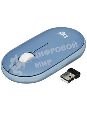 Мышь беспроводная Logitech Pebble M350 синий, 1000 dpi, радиоканал, Bluetooth, USB, кнопки - 3