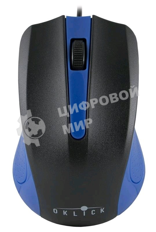 Мышь проводная Oklick 225M черный/синий, 1200 dpi, USB, кнопки - 3