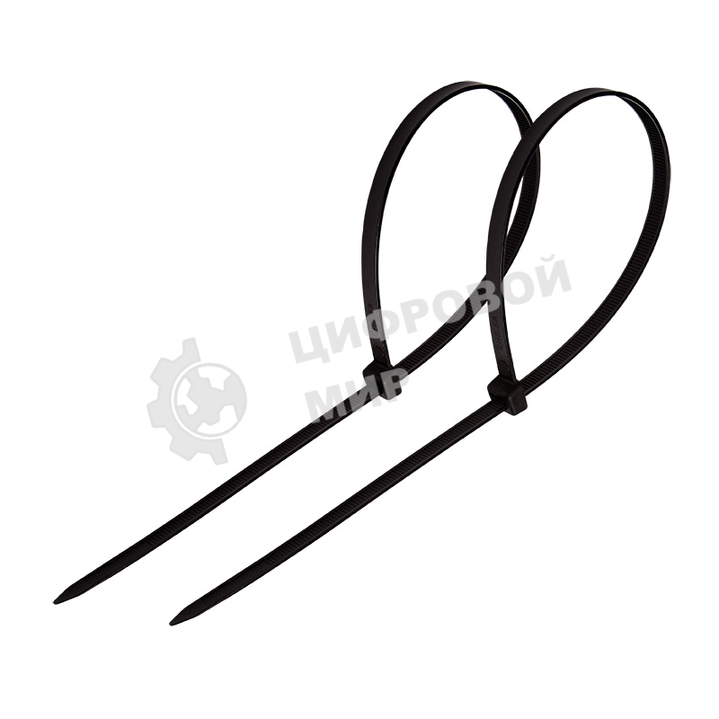 Хомут-стяжка кабельная нейлоновая Rexant 300 x 4,8 мм, черная, упаковка 100 шт.