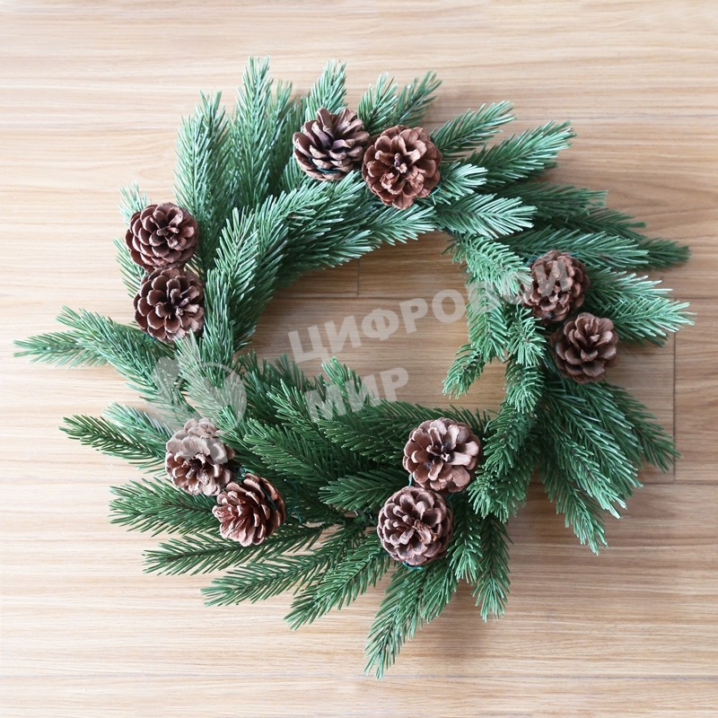 Еловый венок с шишками Neon-night Ø 45 см, Литой