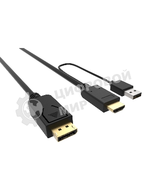 Кабель аудио-видео Buro HDMI (m)/DisplayPort (m) 2м. позолоченные контакты черный