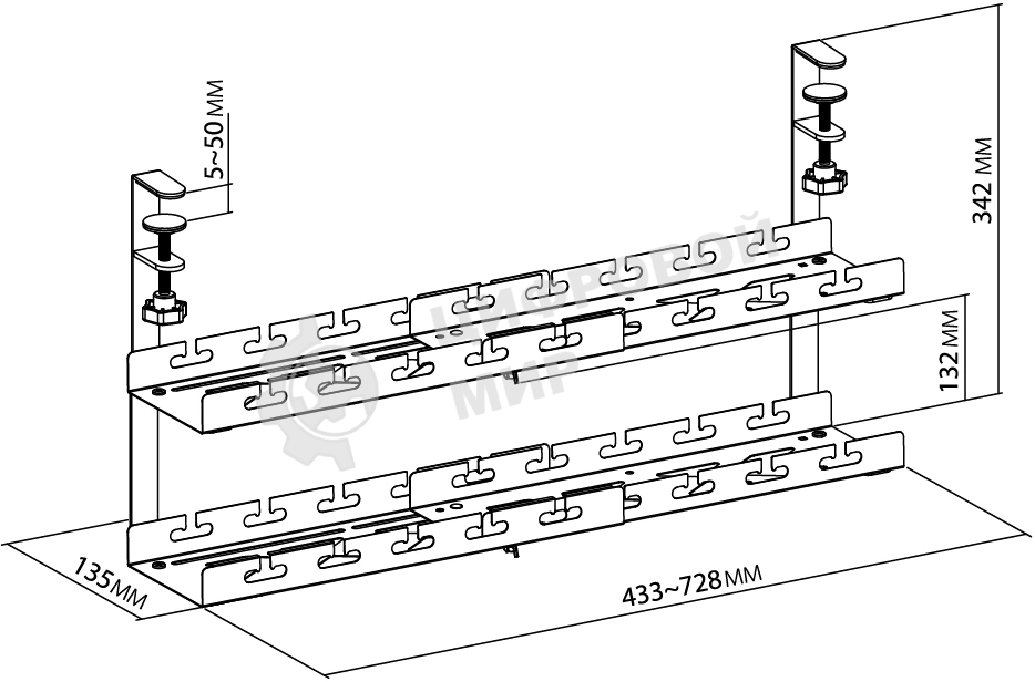 Кабель-канал Cactus CS-CM-700-2BK для столов 72.8x13.5x34.2 см черный