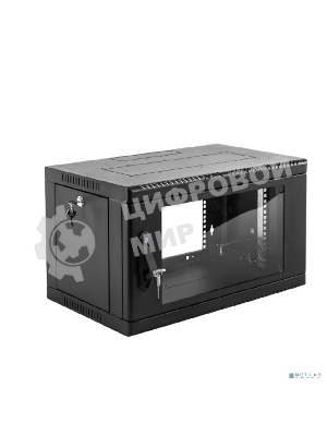 Шкаф коммутационный ЦМО (ШРН-9.650-9005) настенный 9U 600x658мм пер.дв.стекл 200кг черный 600мм 180град.