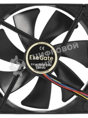 Вентилятор для корпуса ExeGate EX14025B4P-PWM черный, 140 мм, 1200 об/мин, 28 дБ, 4 pin