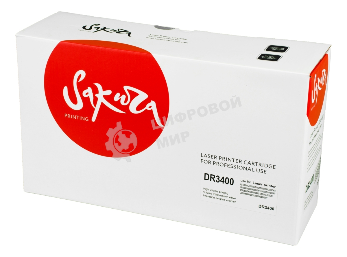 Фотобарабан Sakura DR3400 для Brother HL-L5000D, HL-L5100DN, HL-L5100DNT, HL-L5200DW, HL-L5200DWT, HL-L6250DN, HL-L6300DW, HL-L6300DWT, HL-L6400DW, HL-L6400DWT, DCP-L5500DN, DCP-L6600DW, MFC-L5700DN, MFC-L5750DW, MFC-L6800DW, MFC-L6800DWT, MFC-L6900DW, MFC-L6900DW 50 000 к.
