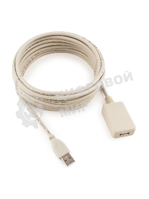 Кабель Gembird USB 2.0 удлинительный, активный 4.8м AM/AF, черный