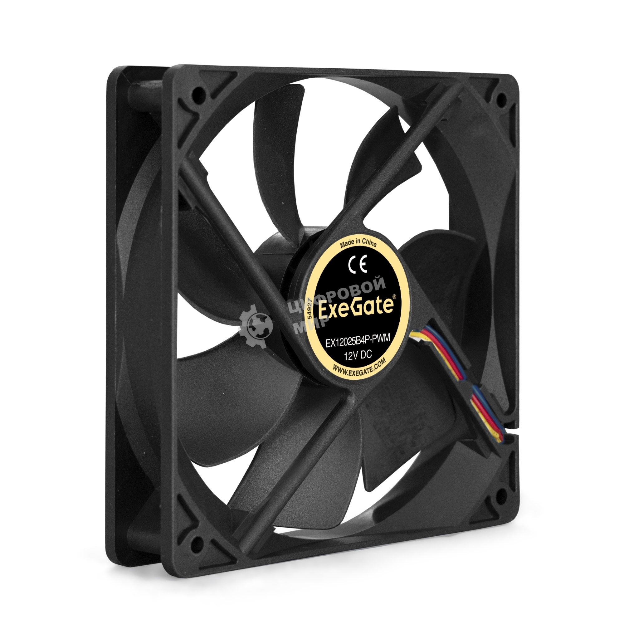 Вентилятор для корпуса ExeGate EX12025B4P-PWM черный, 120 мм, 1500 об/мин, 22 дБ, 4 pin