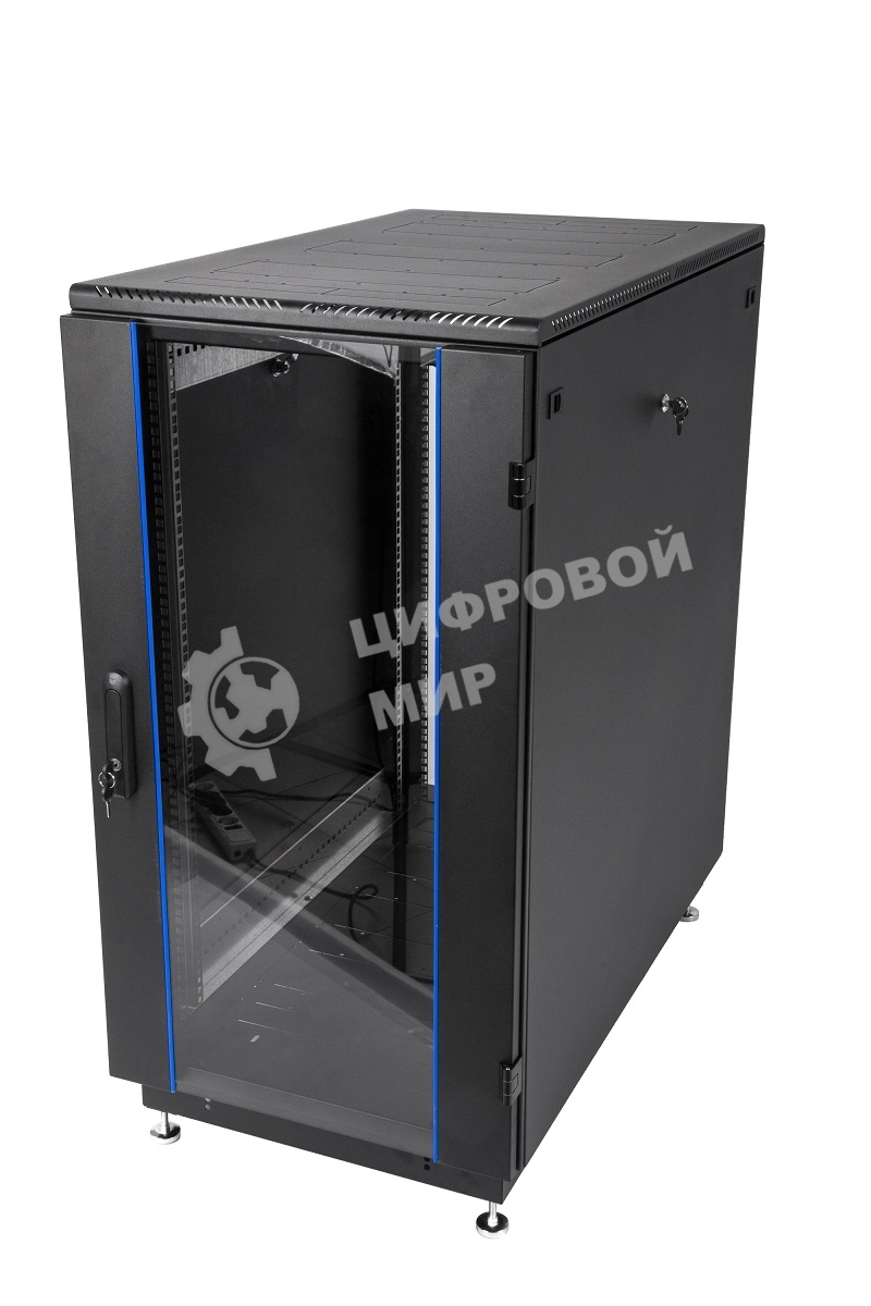 Шкаф телекоммуникационный напольный 18U (600x800) дверь стекло, черный (ШТК-М-18.6.8-1ААА-9005)
