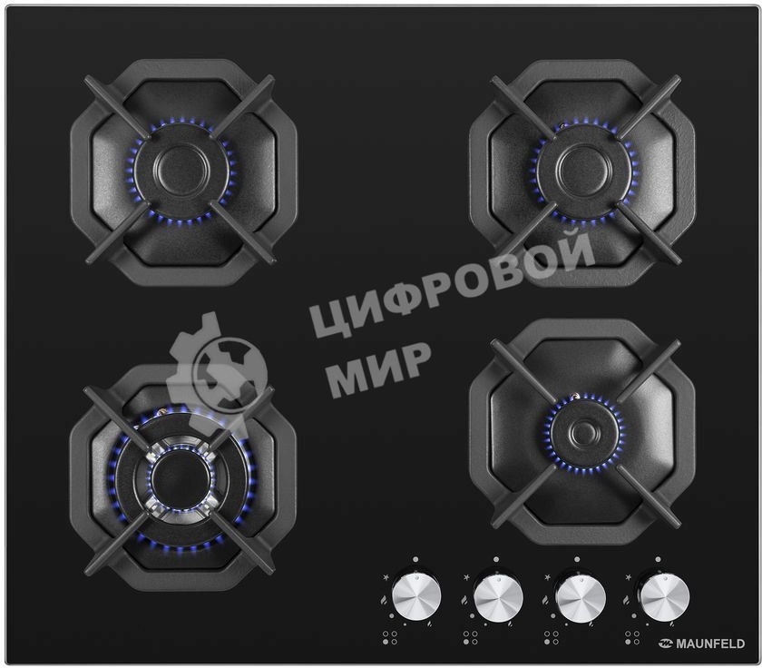 Газовая варочная панель Maunfeld EGHG.64.23CB/G, 4 конфорки, закаленное стекло, черный