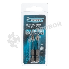 Набор бит торсионных Gross PZ2x50 мм, для ударных шуруповертов, 2 шт.
