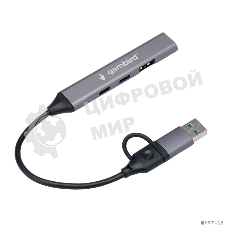 Разветвитель USB 3.0/2.0 Gembird, 4 порта: 2хType-C, 1хUSB 3.0, 1хUSB 2.0, кабель Type-C+USB