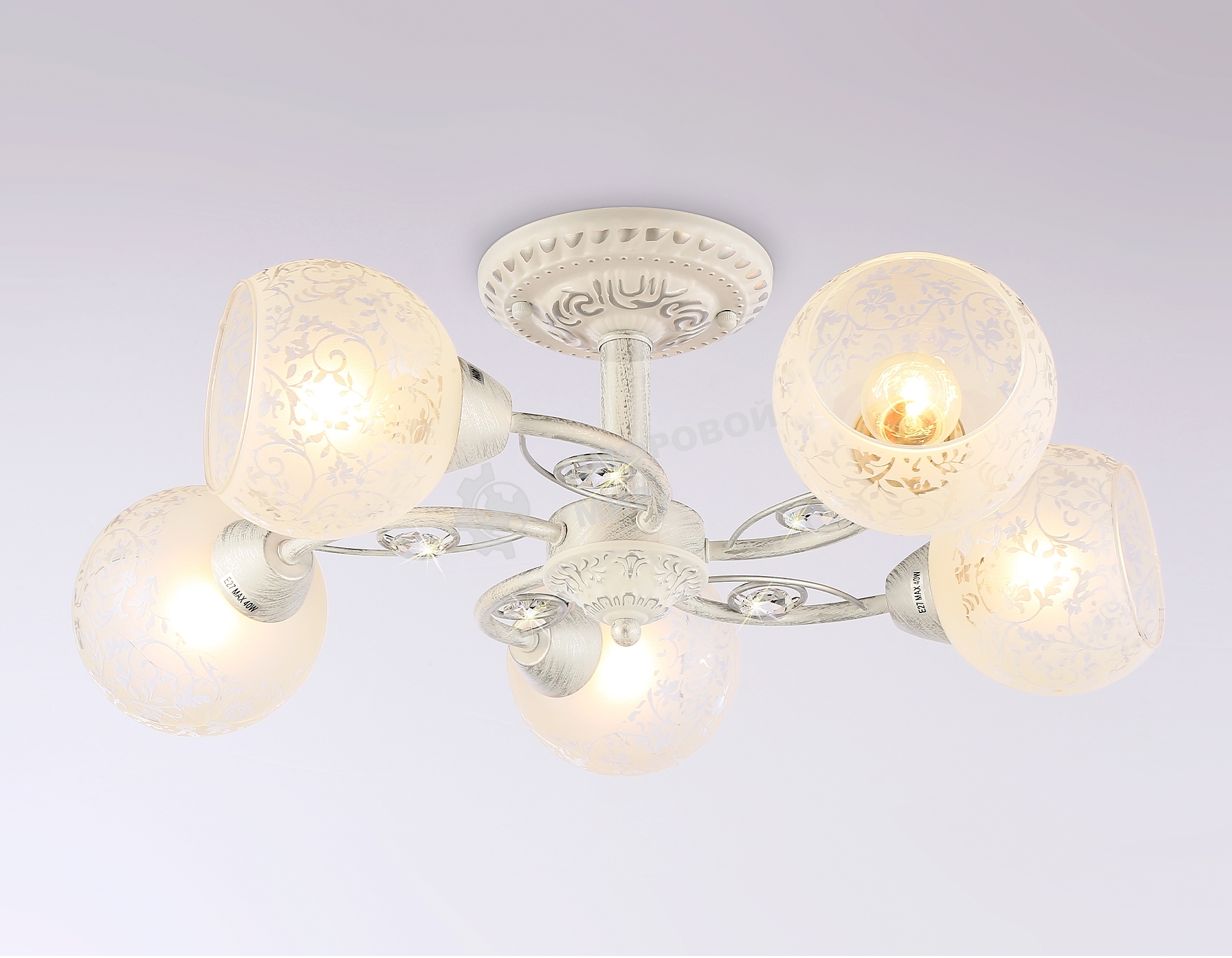 Светильник Ambrella light TR3062/5 WH/SL/FR белый/серебро/белый матовый E27/5 max 40W D615*245