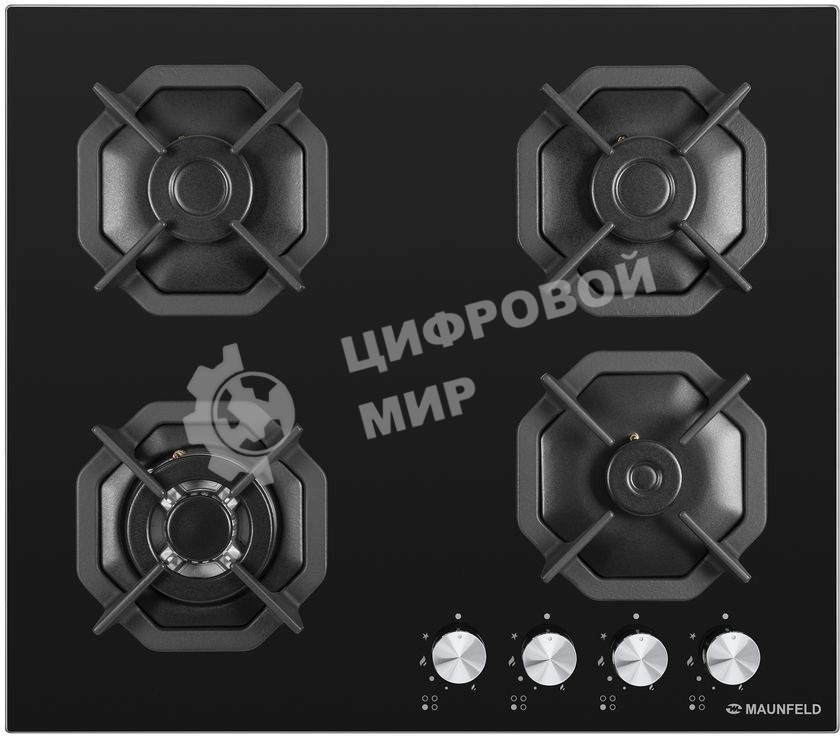 Газовая варочная панель Maunfeld EGHG.64.23CB/G, 4 конфорки, закаленное стекло, черный