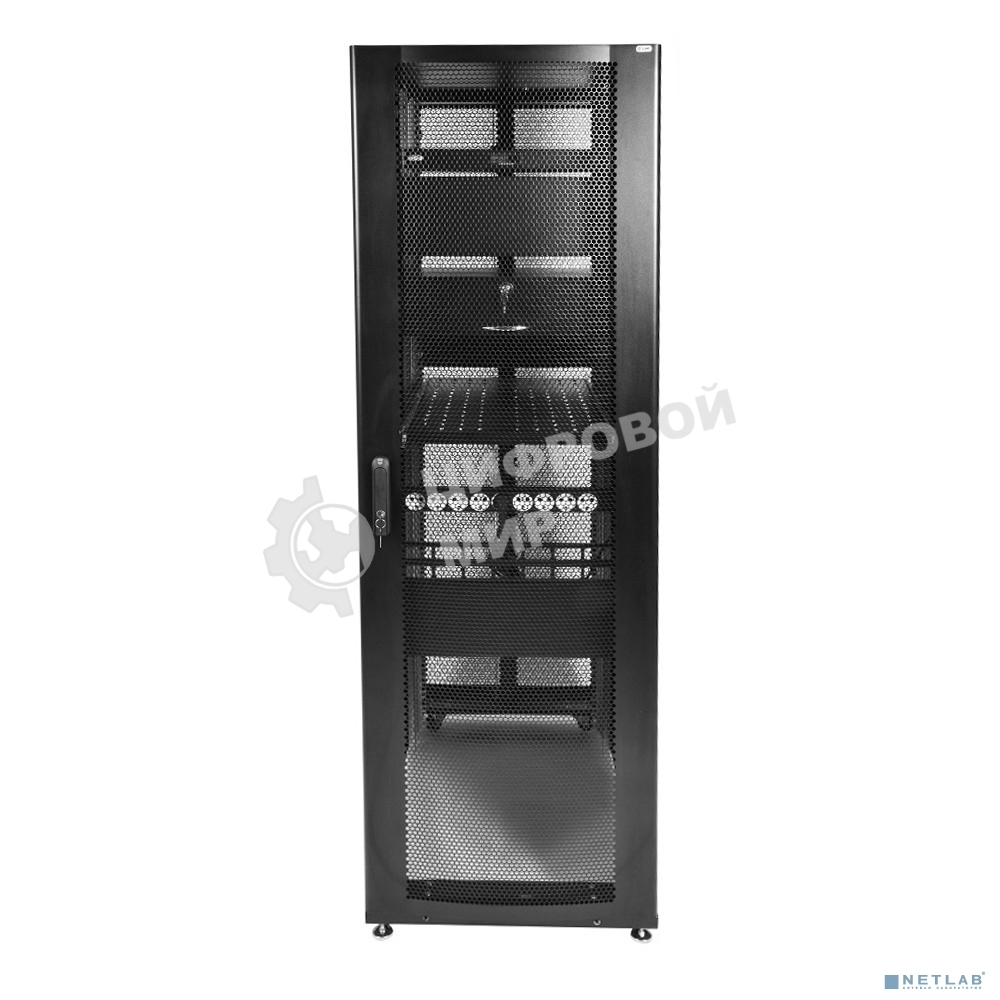 Шкаф серв.ПРОФ нап. 42U (600x1000) дверь перфор., задние двойные перфор., черный, в сборе (ШТК-СП-42.6.10-48АА-9005) (1 коробка)