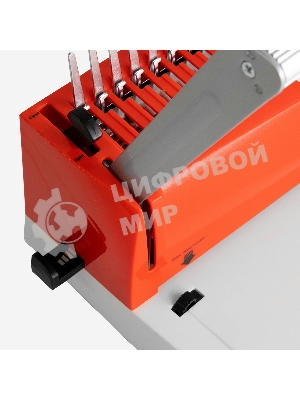 Переплетчик ГЕЛЕОС БП-16 бело-красный на пластиковую пружину, А4, ручная перфорация 16 листов, переплет макс до 500 л., глубина перфорации 2-3-4-5 мм