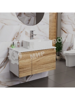 Комплект для ванной, 3 предмета (Тумба подвесная Bau Blackwood 80 + Раковина BAU Hotel 51х37, Смеситель высокий Hotel Still, нерж. сталь)