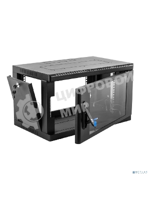 Шкаф коммутационный ЦМО (ШРН-9.650-9005) настенный 9U 600x658мм пер.дв.стекл 200кг черный 600мм 180град.