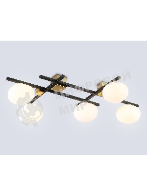 Светильник Ambrella light LH51015/5 BK/BS/FR черный/латунь/белый матовый G9*5 max 28W 800*560*170