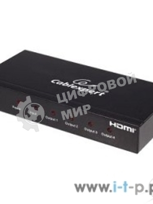 Разветвитель Gembird DSP-4PH4-02 Разветвитель HDMI Cablexpert, HD19F/4x19F, 1 компьютер => 4 монитора, Full-HD, 3D, 1.4v